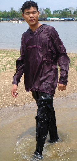 wet anorak swim test in lake